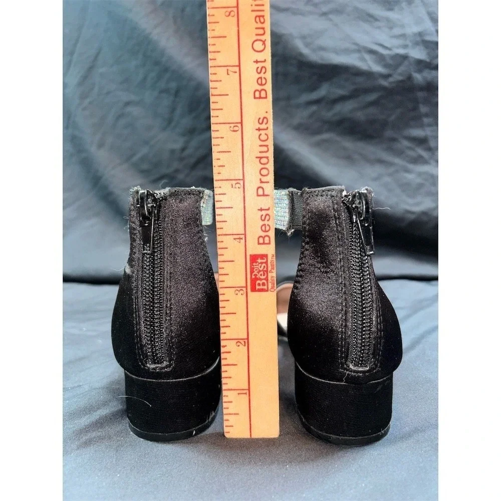 Mix No. 6 Girls Dress‎ Shoes Black Rhinestone Ankle Strap Block Heel Zip size 3
